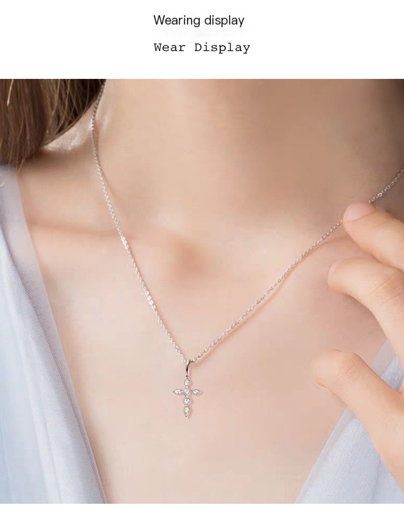 Moissanite Cross Pendant Necklace 7