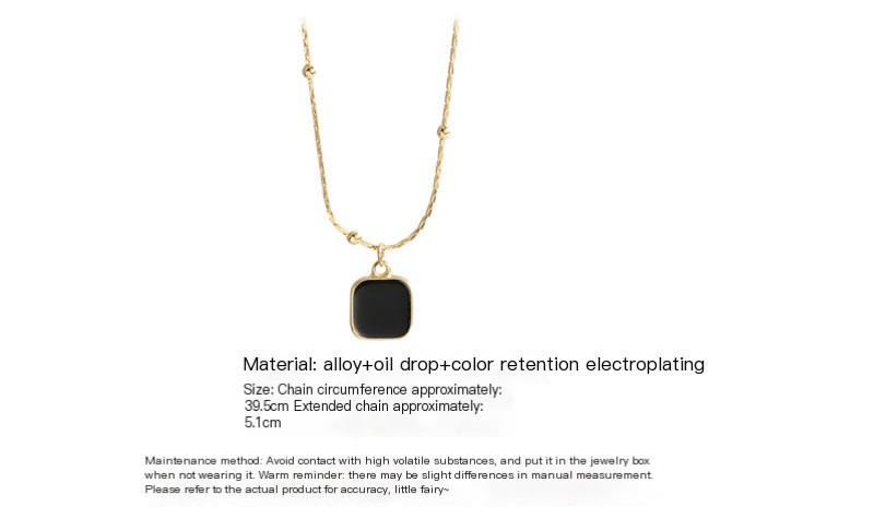 Black Square Pendant Choker Necklace
