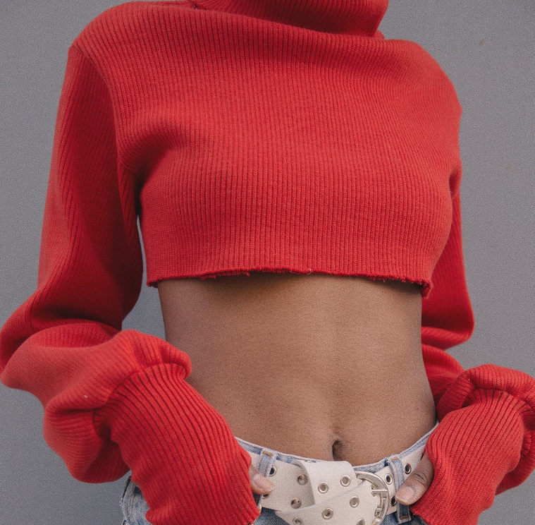 High-neck Knitted Sweater Khaki