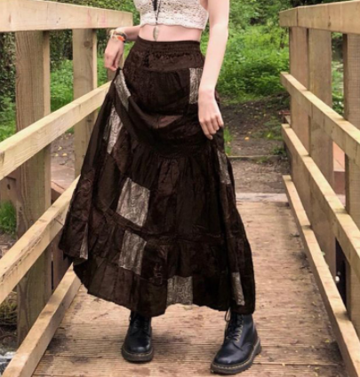 Mid Length High Waist Skirt Side View