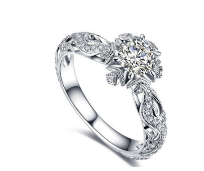 Women Round Flower Crystal Ring Color Variation 1
