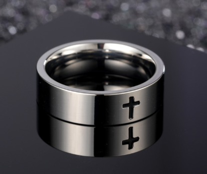 Cross Titanium Steel Ring in different angles