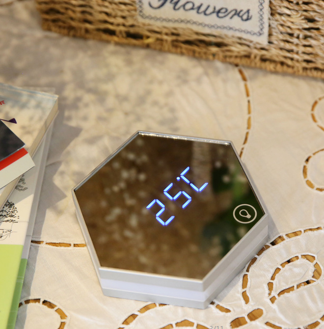 Mirror Alarm Clock Silver