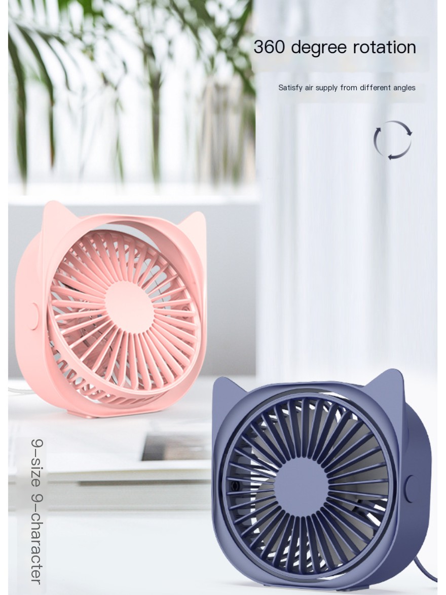 Cat Ear Mini Fan Blue