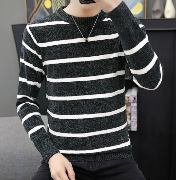 Men's Striped Sweater Detail