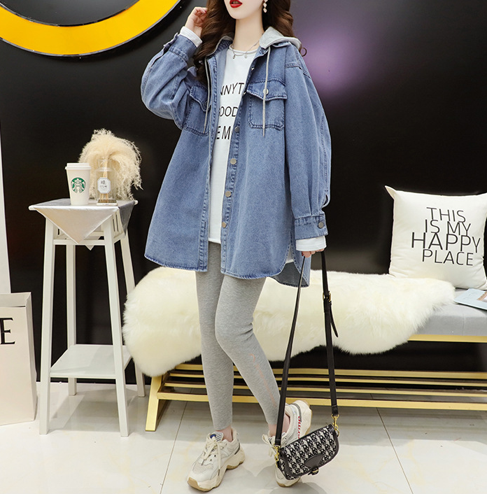 Hooded Denim Jacket Back View