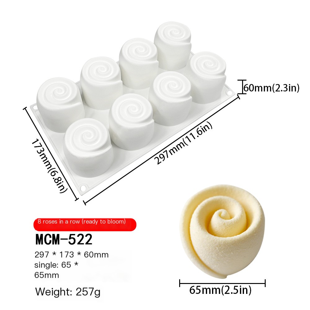 8-Rose Silicone Mousse Mold Image 3