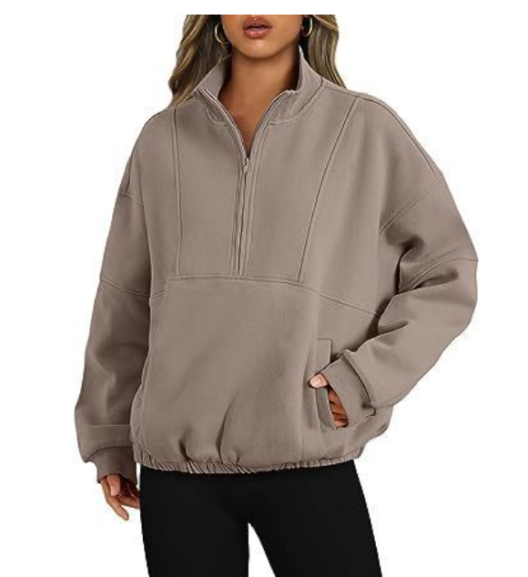 Half Zip Dropped Shoulder Sweatshirt Fit