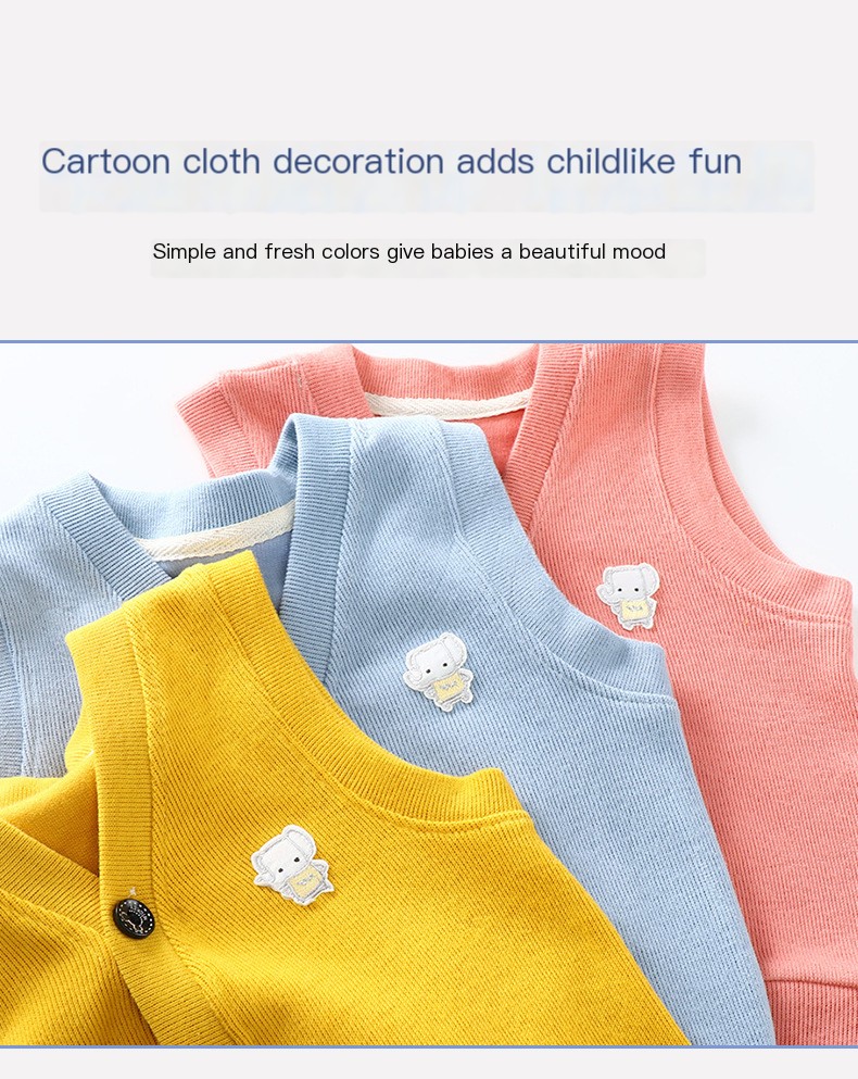 2024 Spring and Autumn new children's cotton vest boys' autumn vest baby girls' cardigan vest infant sweater