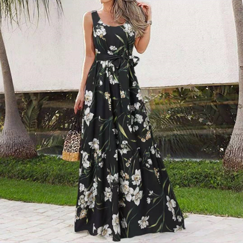 U-neck long dress