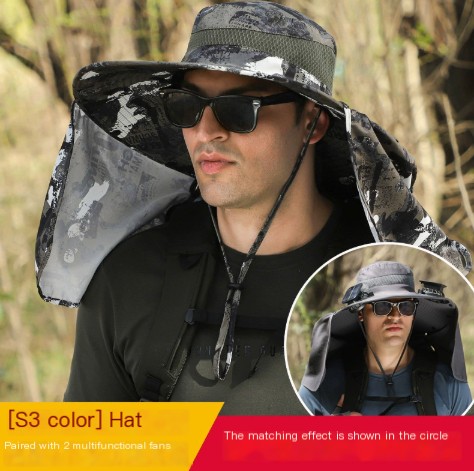 Dayan Sunscreen Sun Hat Outdoor Sunshade Big Shawl Neck Protection Hat Large Wind Power Rechargeable Solar Dual Fan Hat