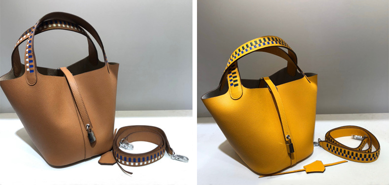 Genuine Leather Woven Bucket Bag 3