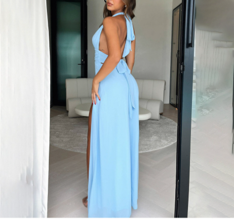 2024 sexy deep V split dress image 1