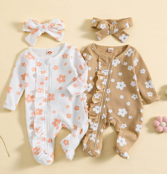 Printed Snowflake Pit Strip Long Sleeve Flying Jumpsuit Image 1