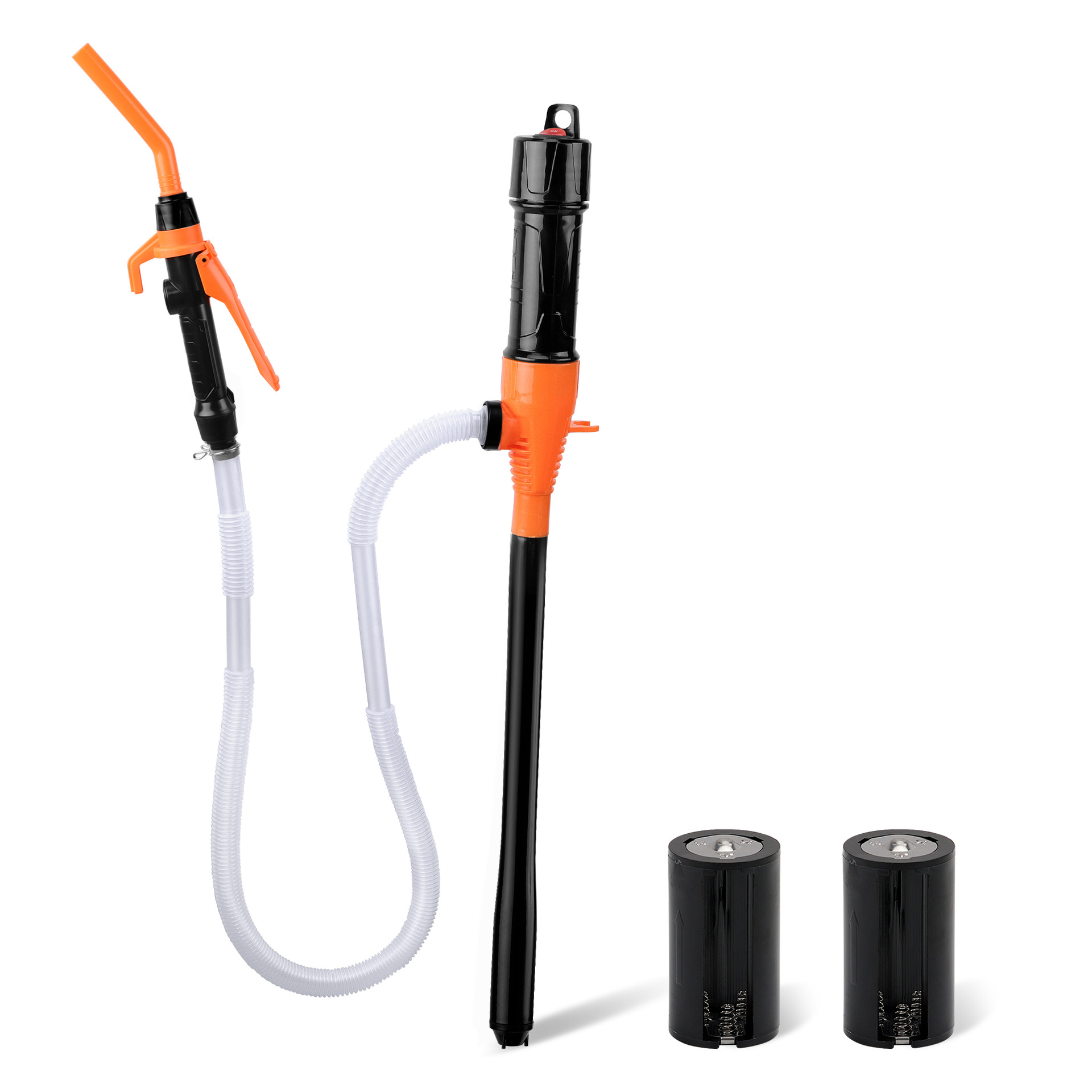 Portable Transfer Pump Battery Operated Electric Siphon Pump for Gas, Fuel, Diesel, Water Transfer 2.6 GPM Flow Oil Extractor -Easy to Use Hand Fuel Pump, Multi-Use Siphon Fuel Transfer Pump (Orange) image