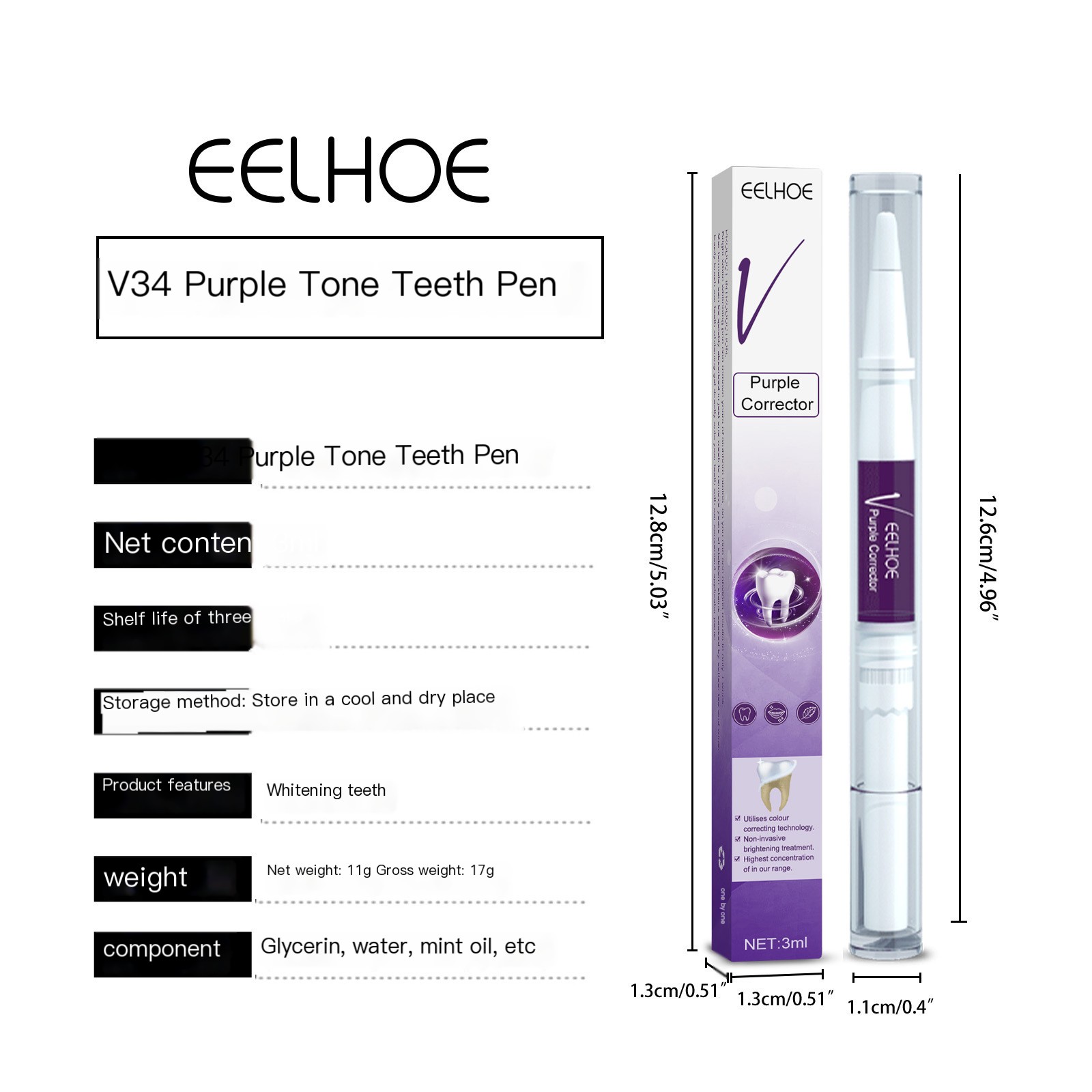 EELHOE V34 Purple Tooth Whitening Pen