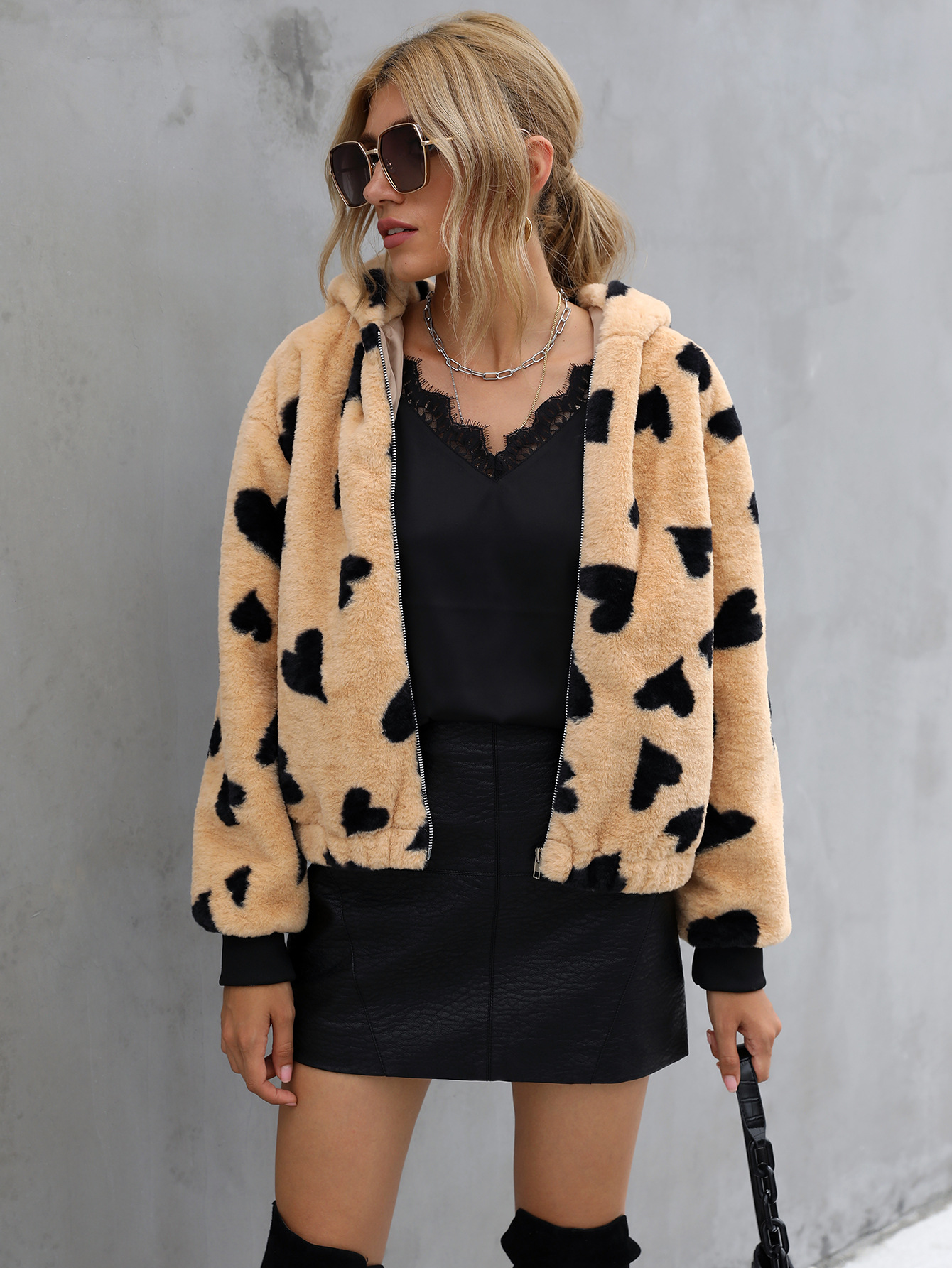 Lamb Fleece Coat Side View