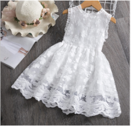 Girl's Baptism Tank Top Lace Dress|2-7 Years image
