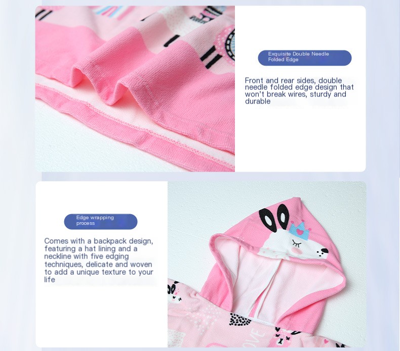 Microcredit Explosions Large Children's Bath Towel Cloak Reactive Printing Hooded Bathrobe Cloak Absorbent Quick-drying Wearing Bath Towel