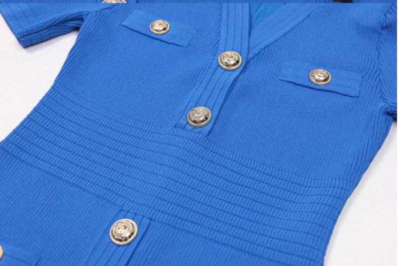 Gold Buttons Knit Dress 5