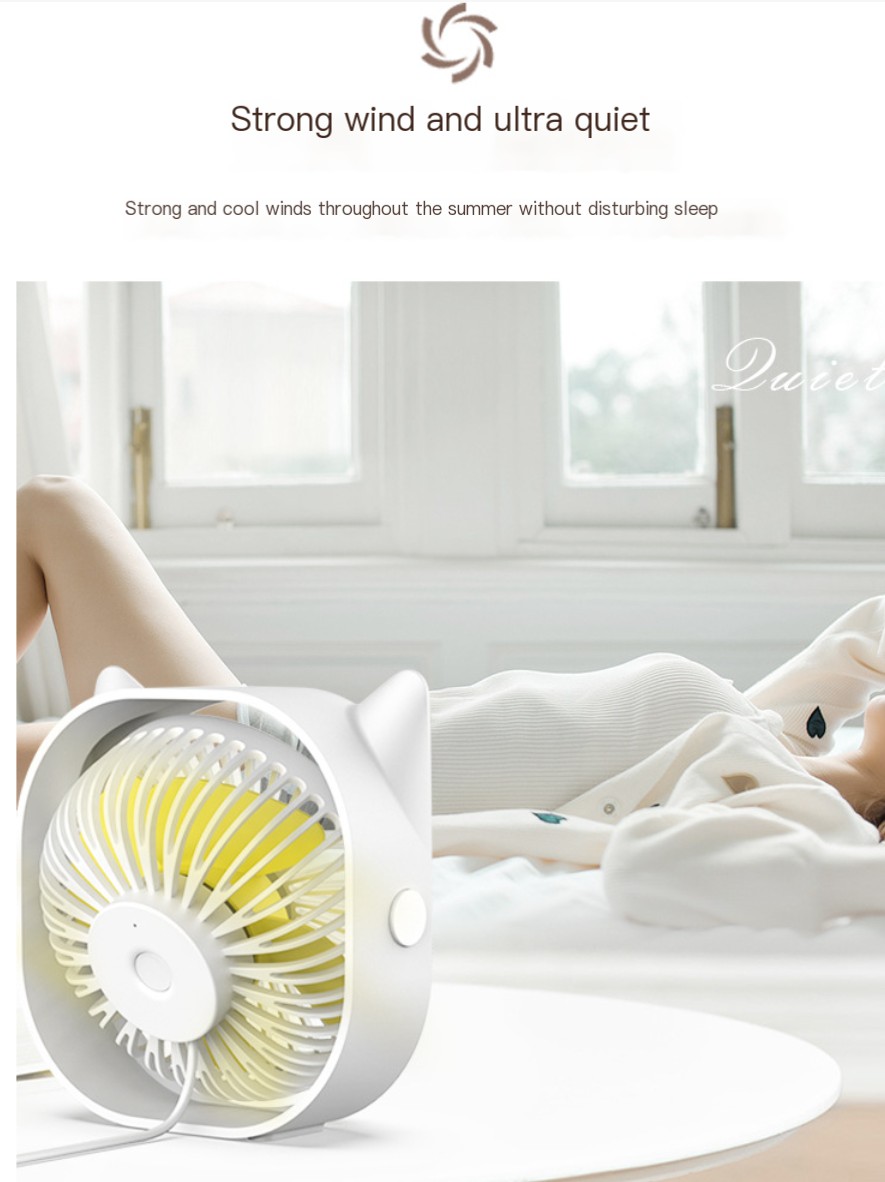 Cat Ear Mini Fan White