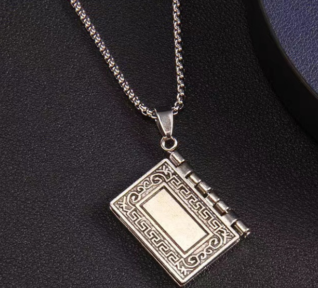 Tiny Bible Necklace Detail