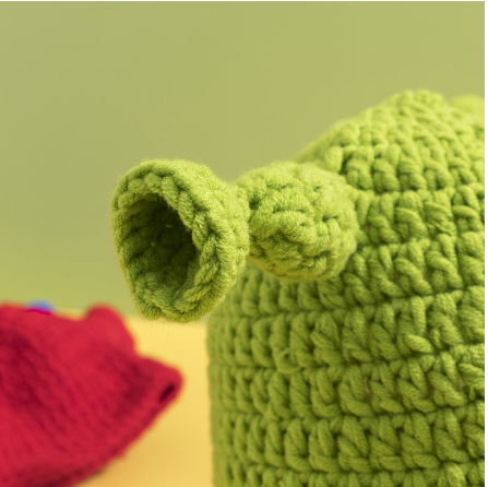 Green Cartoon Funny Knitting Wool Hat Image 3