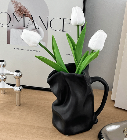 Pleated kettle ceramic vase image