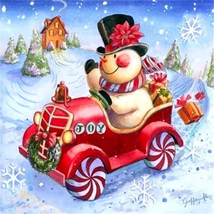 Car Snowman Diamond Painting