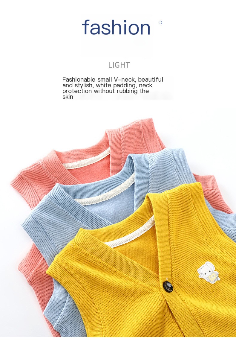 2024 Spring and Autumn new children's cotton vest boys' autumn vest baby girls' cardigan vest infant sweater