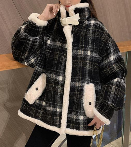 Plaid Wool Blend Coat Image 1