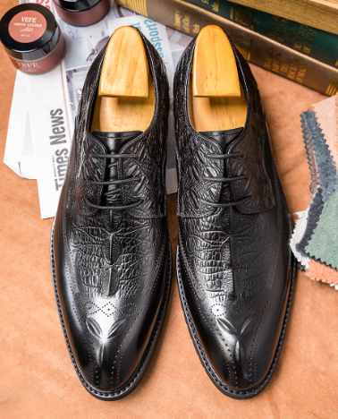 Carved Business Casual Men's Cowhide Leather Shoes