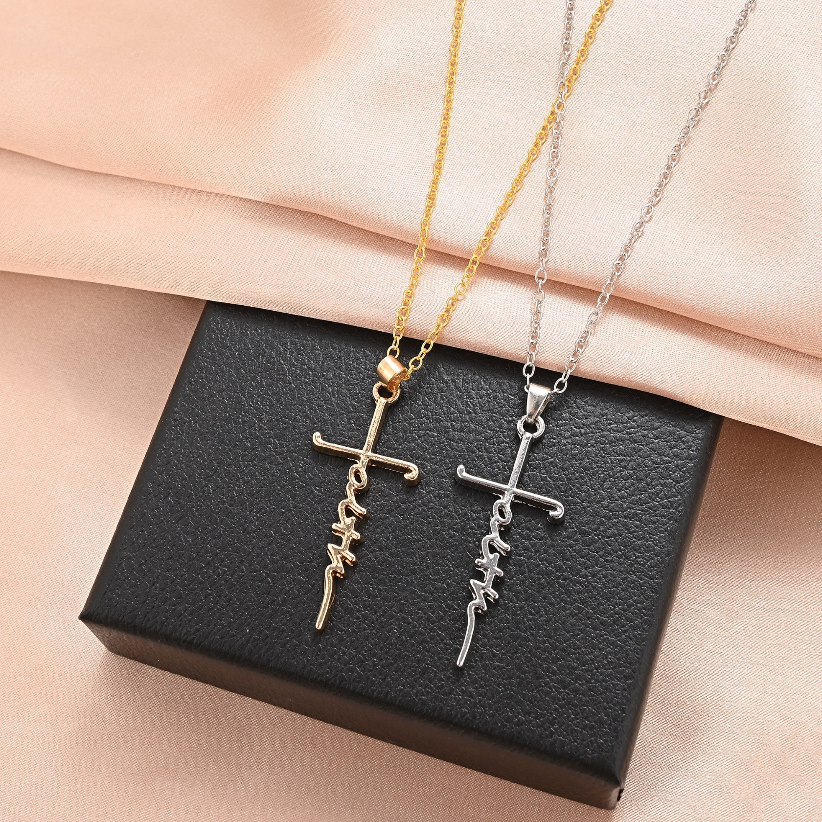 Stainless Steel Christian Cross Necklace - Gold