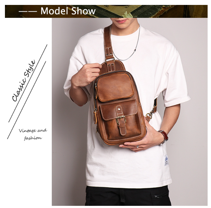 Bolsa Masculina Transversal de Couro Image 3