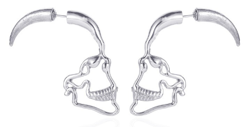 Gold Punk Skull Earrings