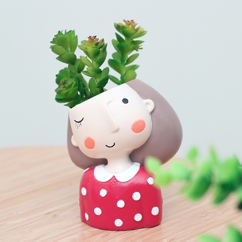 Cartoon Girl Succulent Planter 1