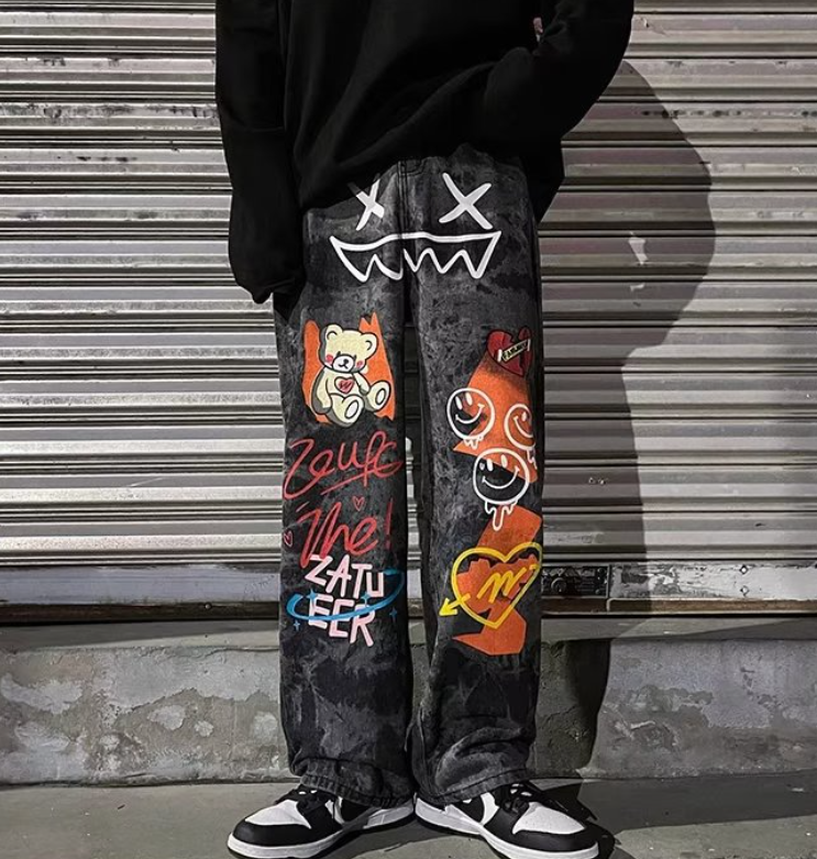 Streetwear Men Loose Denim Pants