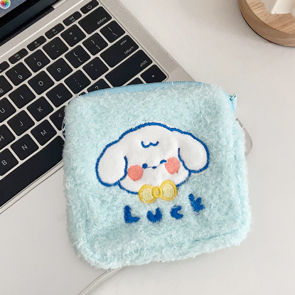 Teddy Velvet Coin Purse - Blue Dog