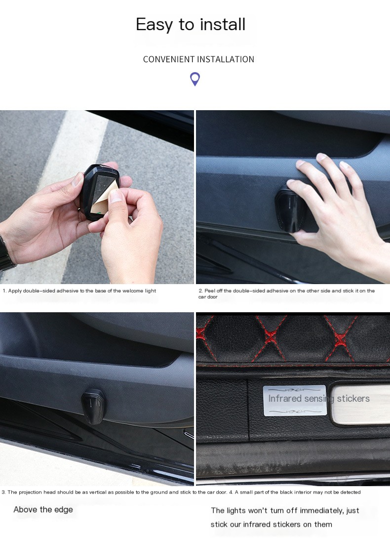 Universal car door opening sensor projection light