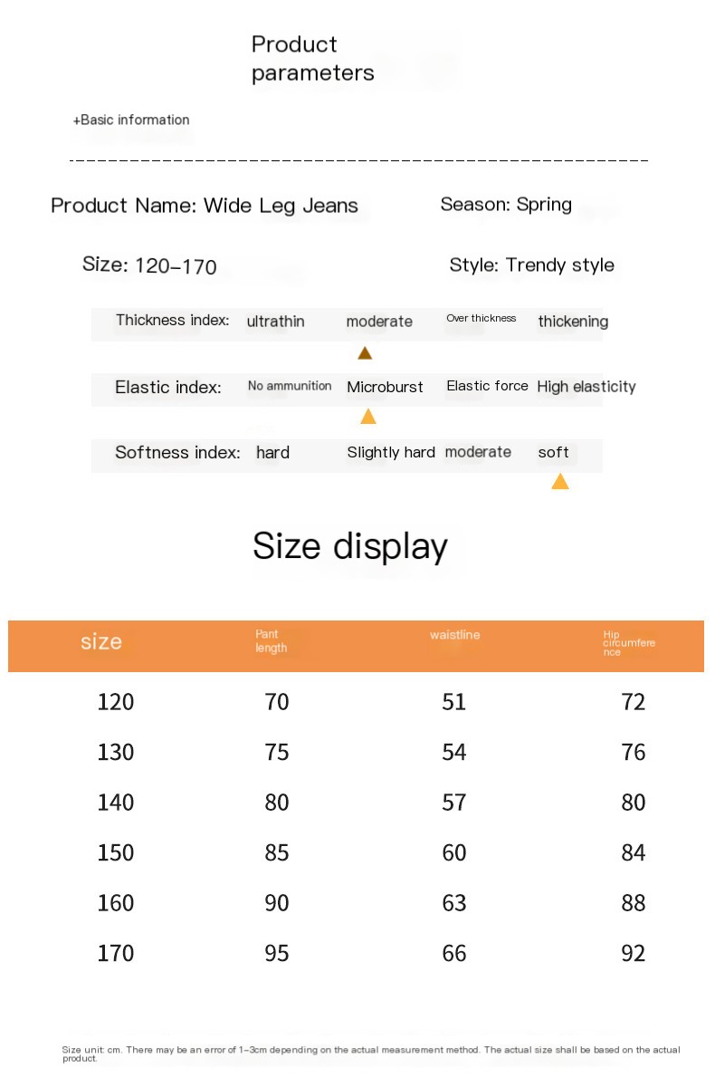 Girls' autumn denim pants, spring children's wide leg pants, autumn middle-aged and young girls' denim pants