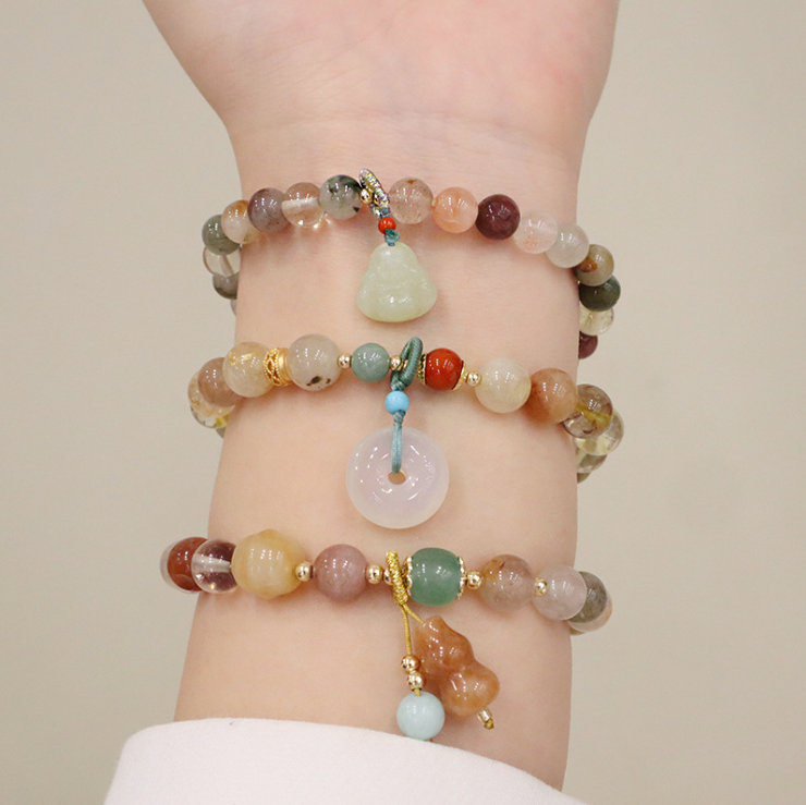 Natural Jewelry Single Circle Quartz Golden Jade Bracelet 2