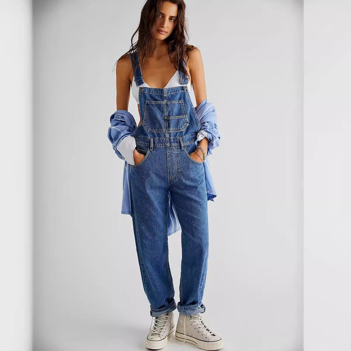 Women's Casual Denim Jumpsuit - Styled Look