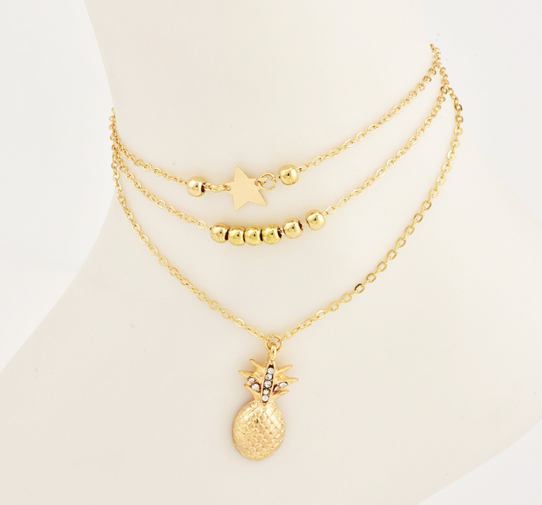 Gold Pineapple Pendant Anklet