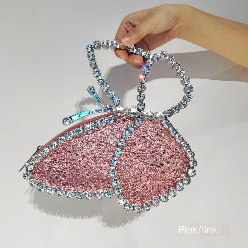 Shiny Rhinestone Clutch Bag - Side View