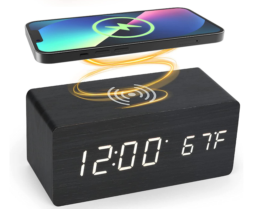 White Wood with White Characters Clock