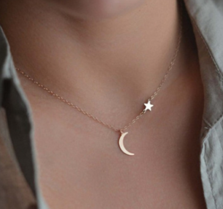 Star and Moon Necklace Golden