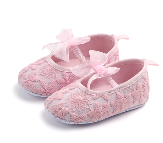 Embroidered Lace Baby Shoes Pink