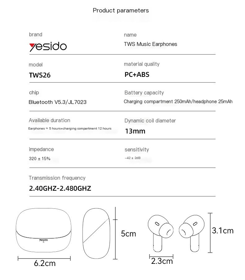 Yesido True Wireless Earbuds