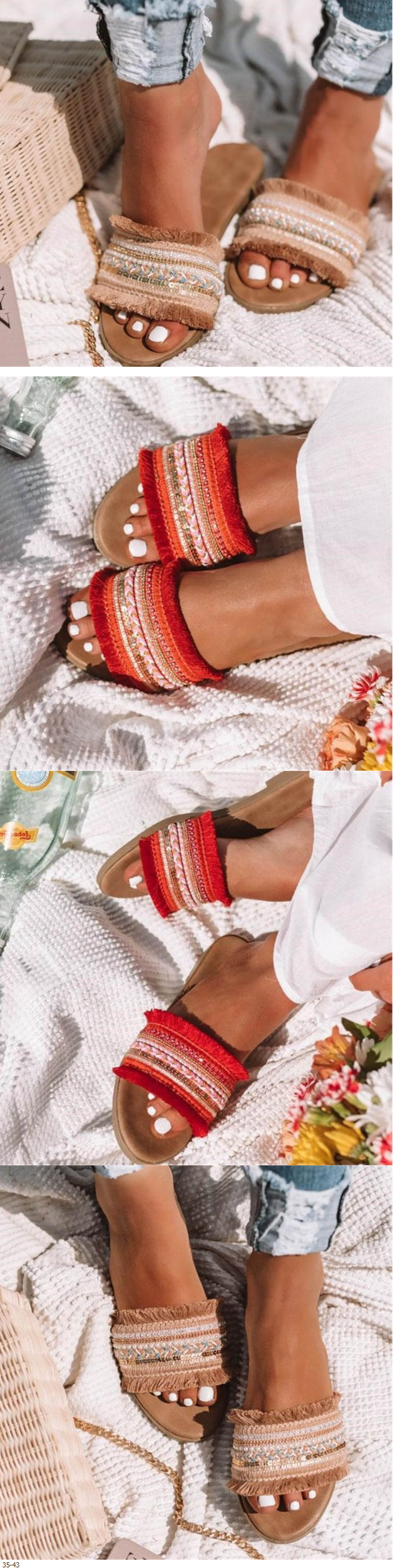 Women's Slippers Fashion Retro Roman Style Flat Hollow Sandals