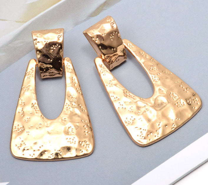 Trapezoid Textured Metal Drop Earrings 5
